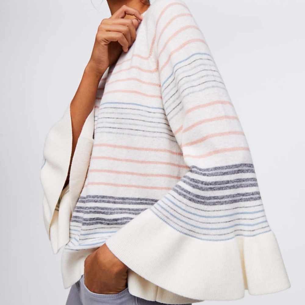 The Loft Ruffled Sleeve Striped Sweater